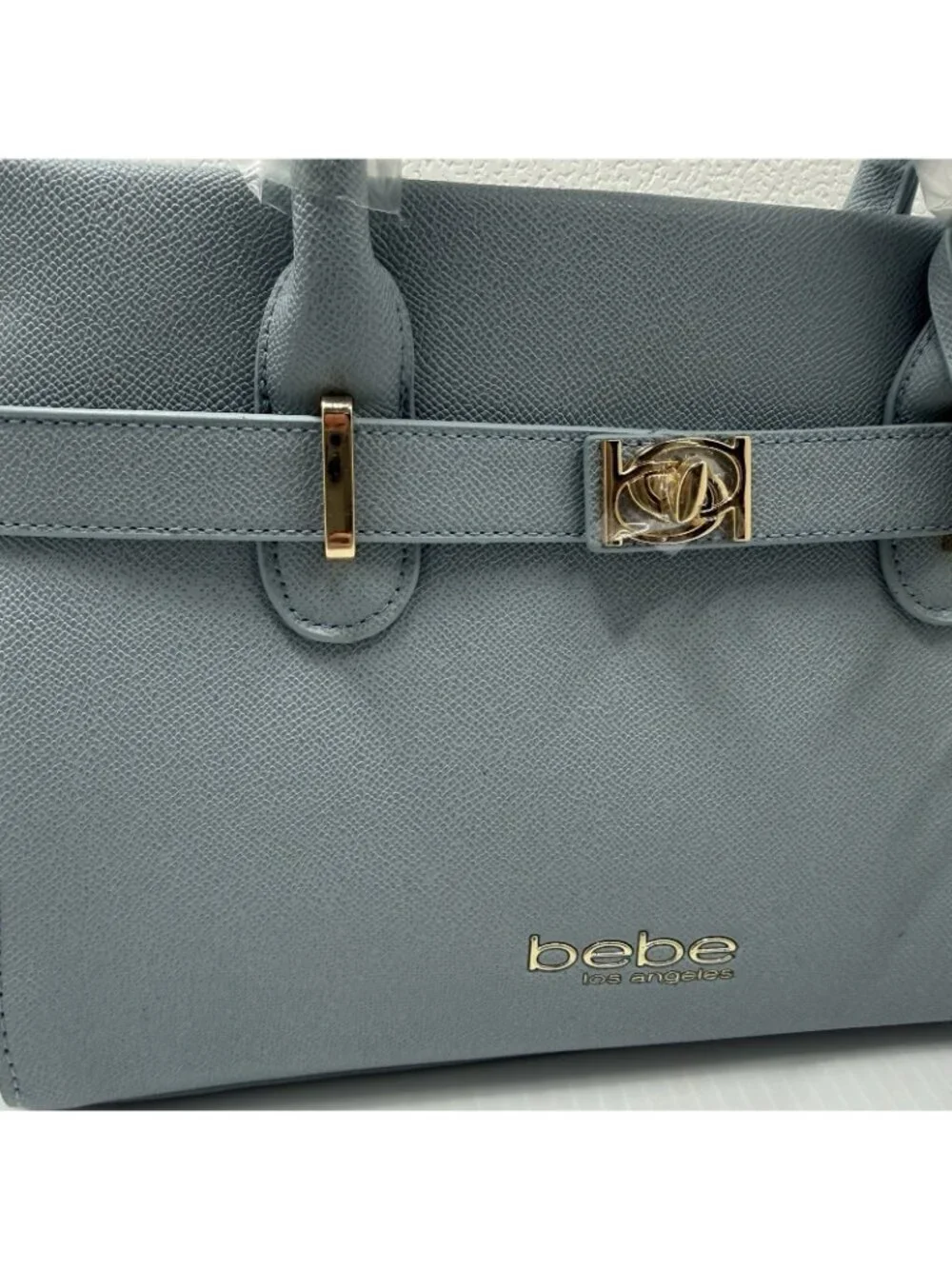 Bebe Los Angeles Evie Satchel NWT Light Blue Gold Hardware Crossbody Bag Work